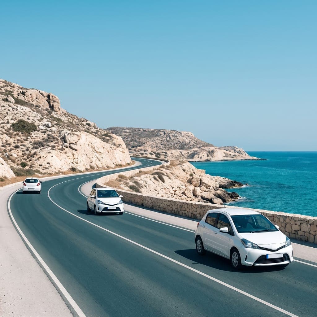 Coast road near Paphos running beside the sea