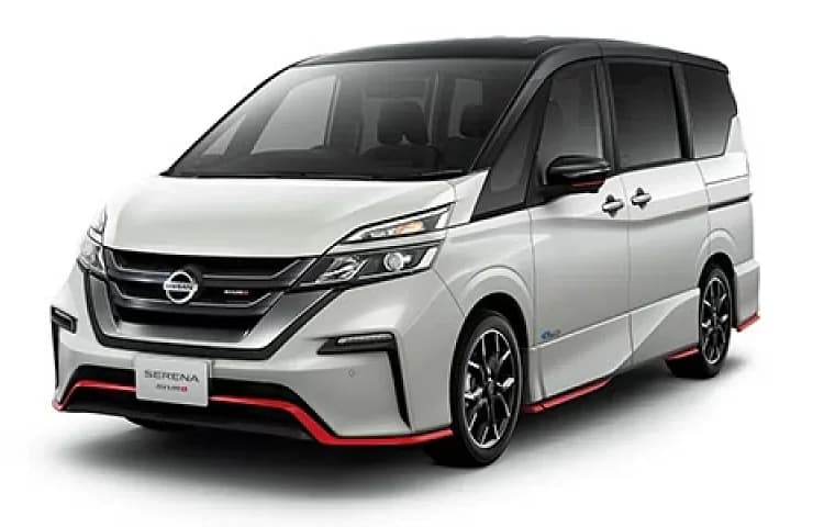 White Nissan Serena van with a sliding side door