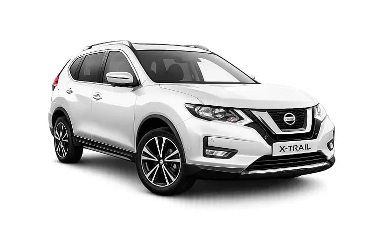 White Nissan X-Trail SUV, front three-quarter view
